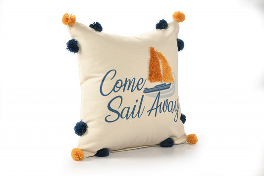 20" X 20" Navy And Orange Polyester Tropical Zippered Pillow FurniFindUSA