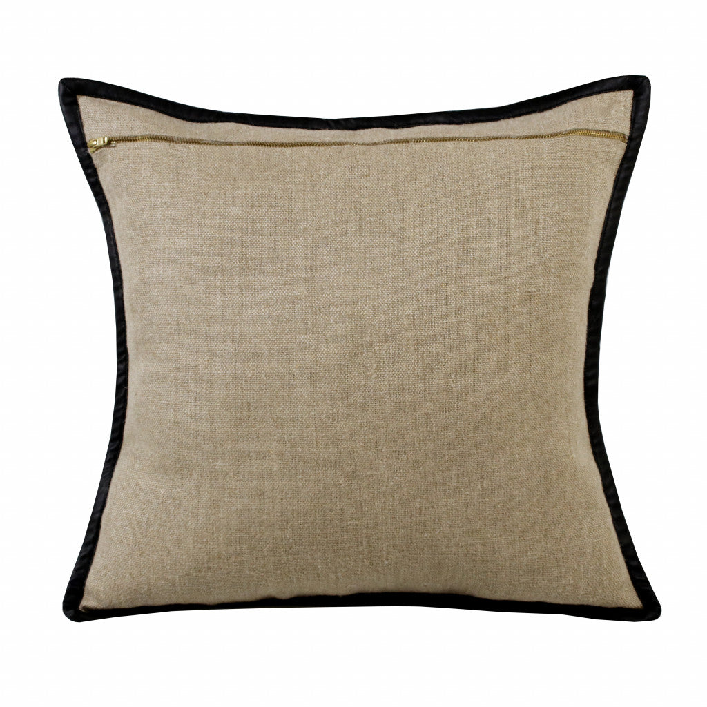 20" X 20" Tan And Black Linen Zippered Pillow FurniFindUSA