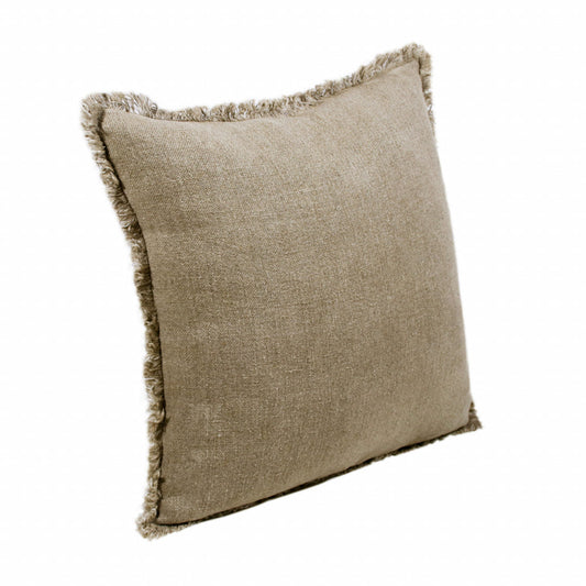 20" X 20" Tan And Ivory Linen Zippered Pillow FurniFindUSA