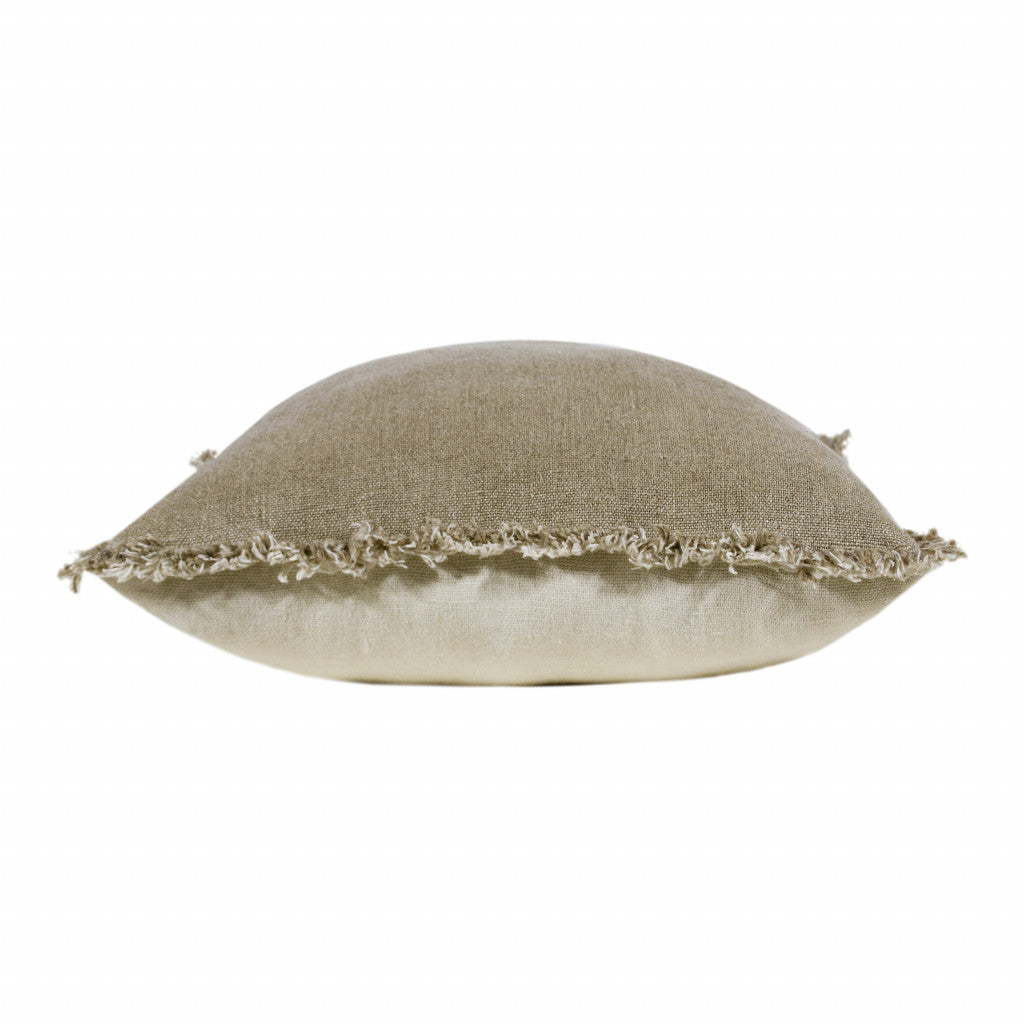 20" X 20" Tan And Ivory Linen Zippered Pillow FurniFindUSA