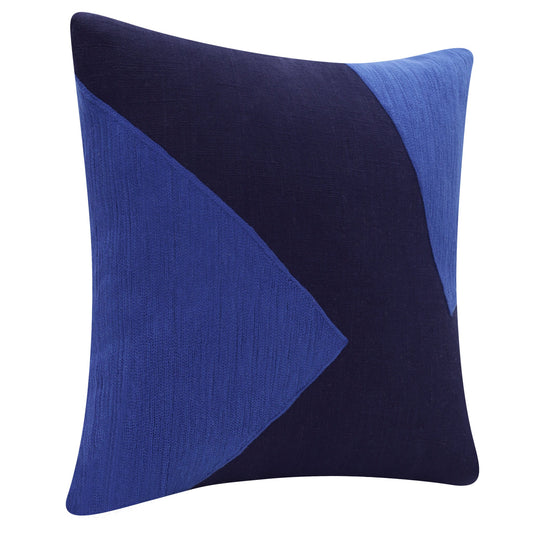 20" X 20" Cobalt Blue And Navy 100% Cotton Abstract Zippered Pillow 4.0" (L) x 20.0" (W) x 20.0" (H) FurniFindUSA