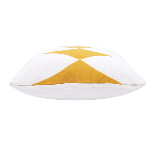 20" X 20" Yellow And White 100% Cotton Diamond Zippered Pillow FurniFindUSA