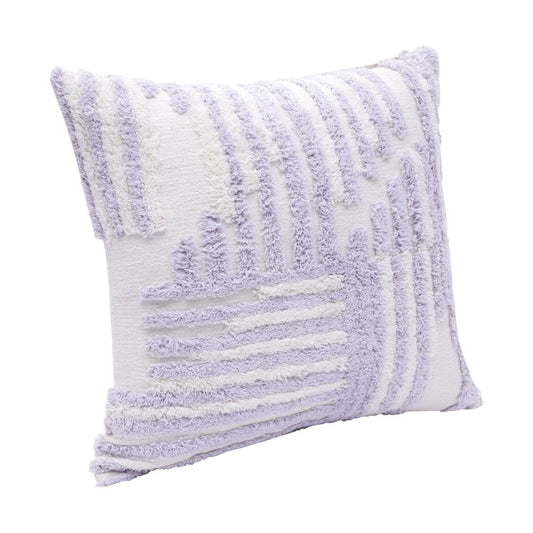 22" Purple and White Geometric Cotton Throw Pillow With Texture