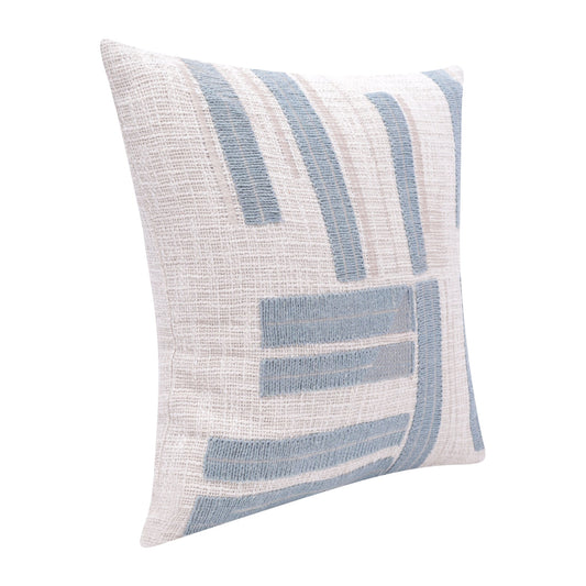 20" Ocean Blue and Ivory Cotton Throw Pillow 4.0" (L) x 20.0" (W) x 20.0" (H) FurniFindUSA