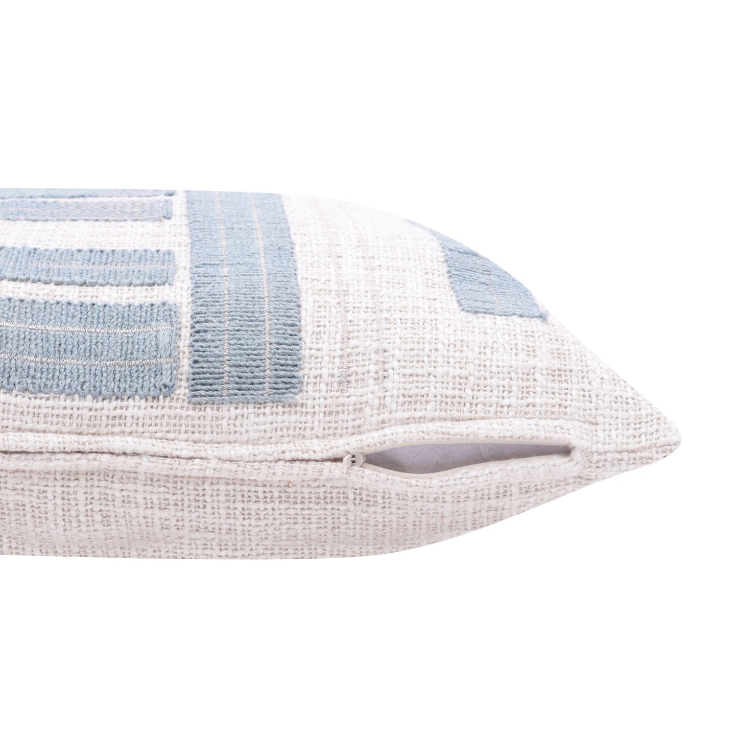 20" Ocean Blue and Ivory Cotton Throw Pillow 4.0" (L) x 20.0" (W) x 20.0" (H) FurniFindUSA