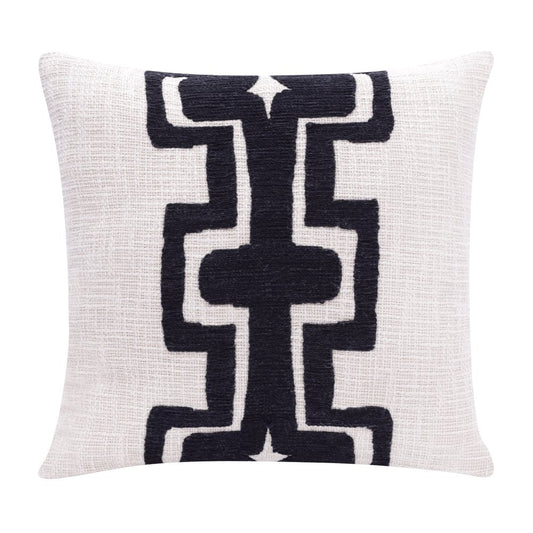24" Black and Ivory Throw Pillow
