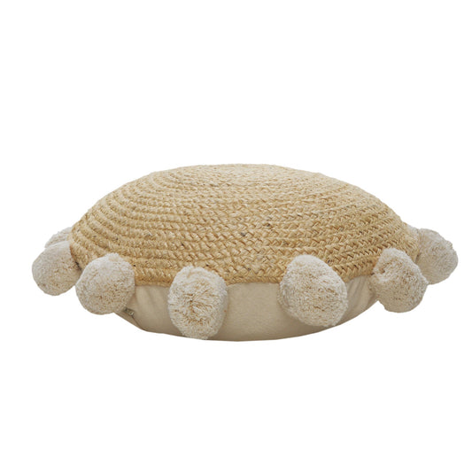 20" X 20" Tan Round Jute Zippered Pillow FurniFindUSA