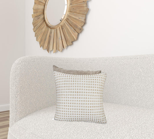 20" X 20" Ivory And Tan 100% Cotton Geometric Zippered Pillow 4.0" (L) x 20.0" (W) x 20.0" (H) FurniFindUSA