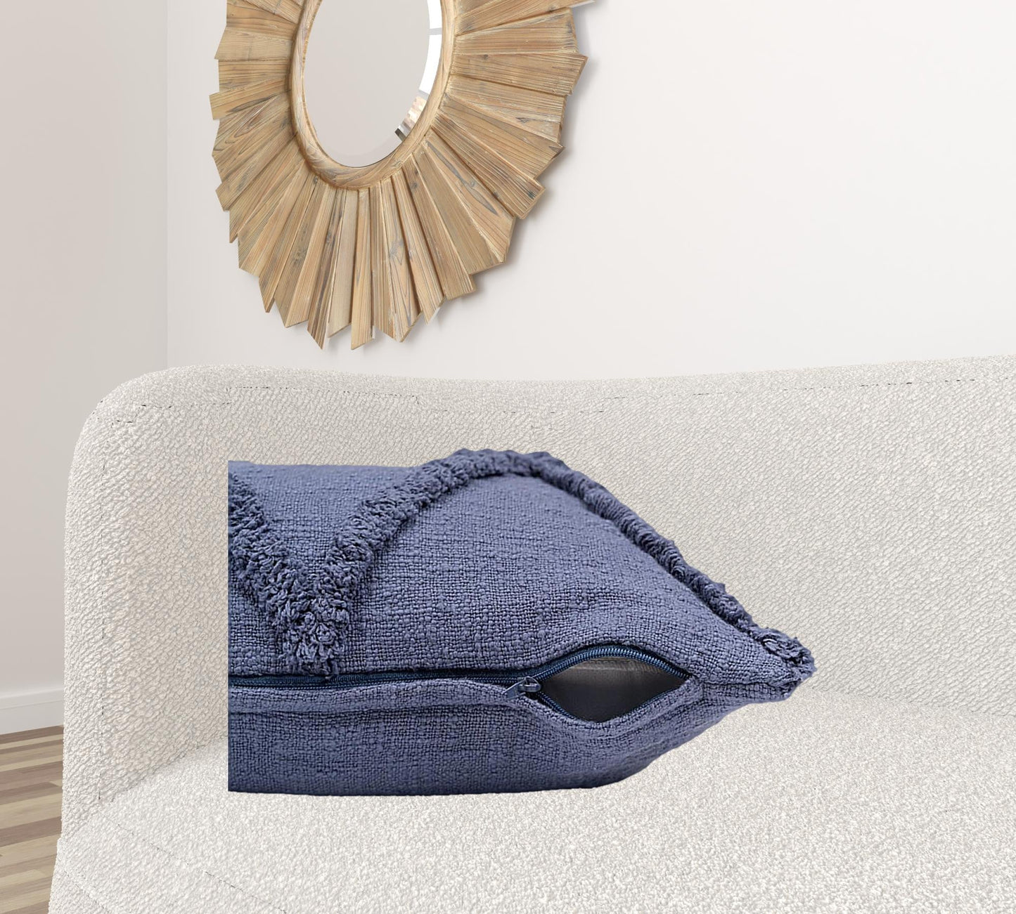 18" X 18" Denim Blue 100% Cotton Zippered Pillow FurniFindUSA