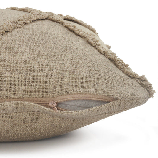 20" X 20" Taupe Brown 100% Cotton Zippered Pillow FurniFindUSA