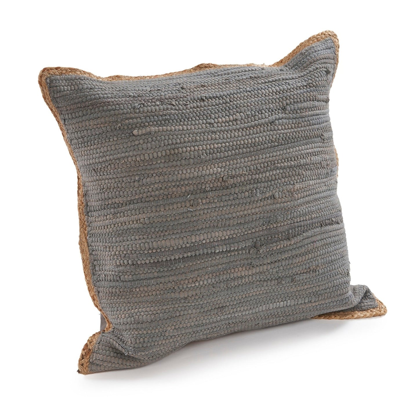 20" X 20" Anthracite Gray And Tan 100% Cotton Zippered Pillow FurniFindUSA
