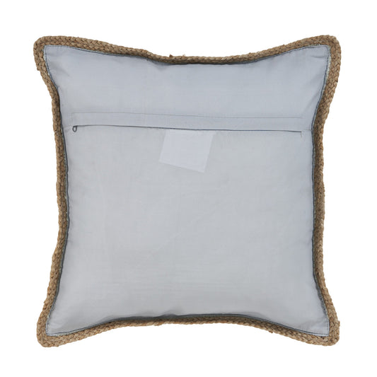 20" X 20" Beige and Green Cotton Blend Zippered Pillow FurniFindUSA