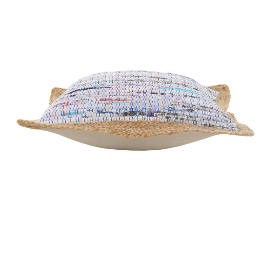 20" X 20" Tan Pastel Blue And Pastel Yellow 100% Cotton Geometric Zippered Pillow FurniFindUSA