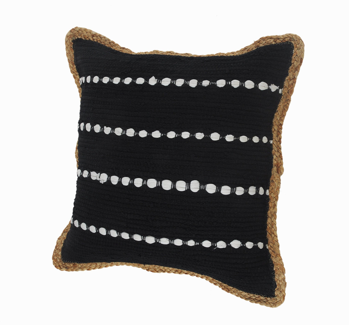 18" X 18" Black White And Tan 100% Cotton Striped Zippered Pillow FurniFindUSA