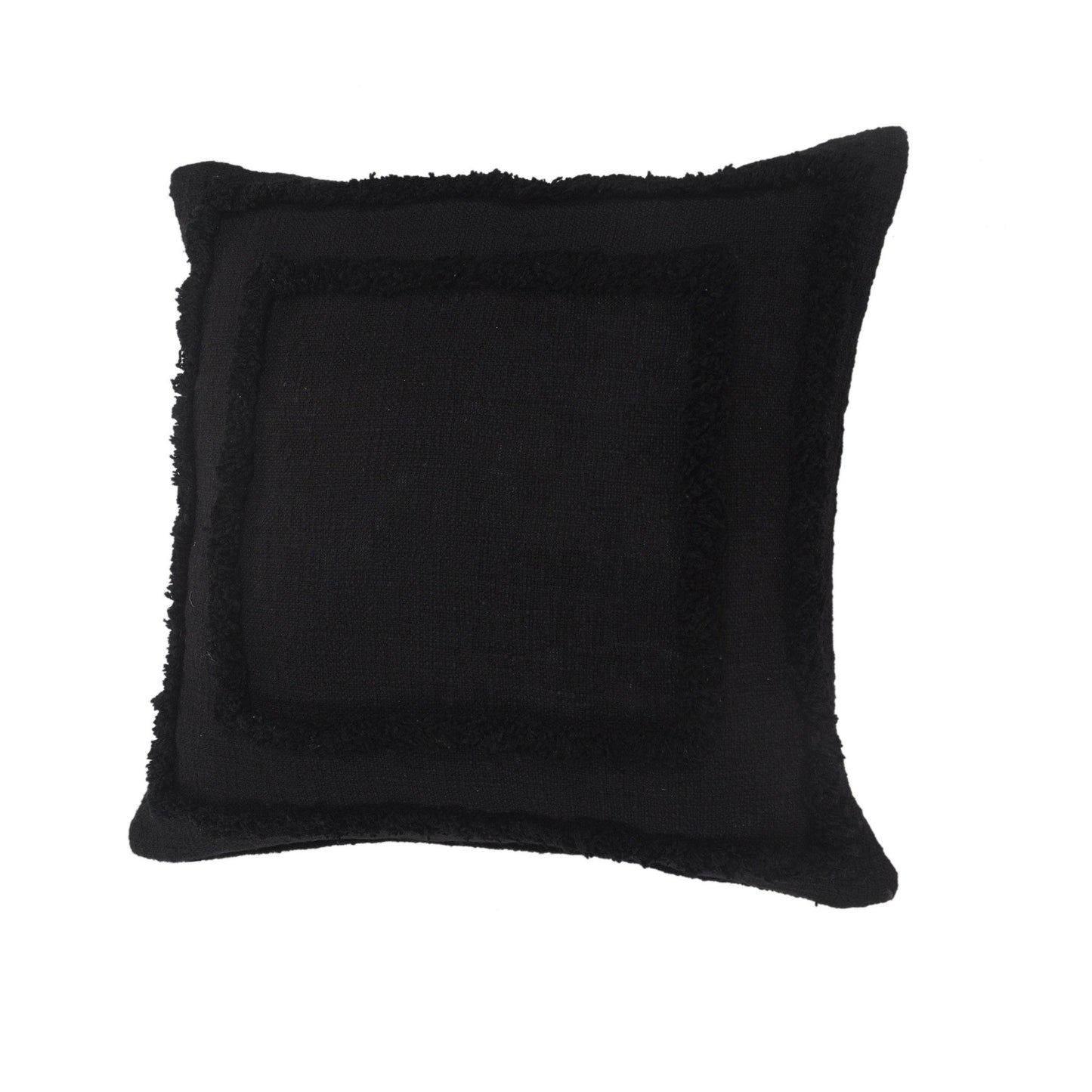 20" X 20" Black 100% Cotton Geometric Zippered Pillow FurniFindUSA