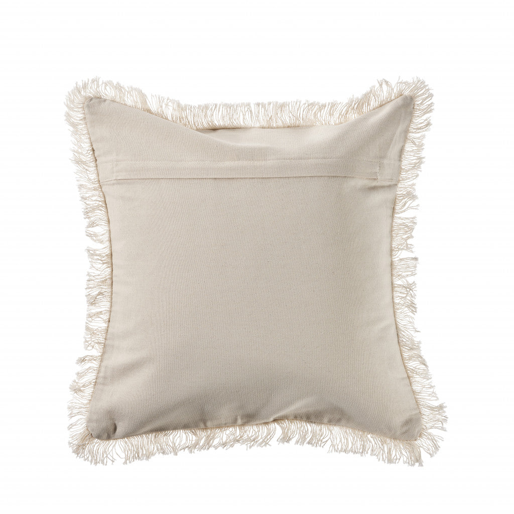18" X 18" Cream And Charcoal Navy 100% Cotton Coastal Zippered Pillow FurniFindUSA
