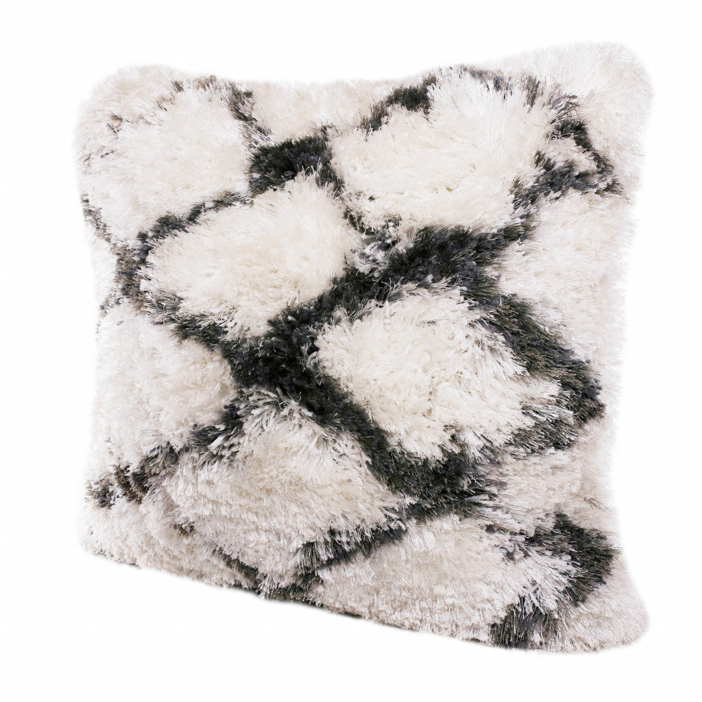 20" X 20" Black And White Polyester Geometric Zippered Pillow FurniFindUSA