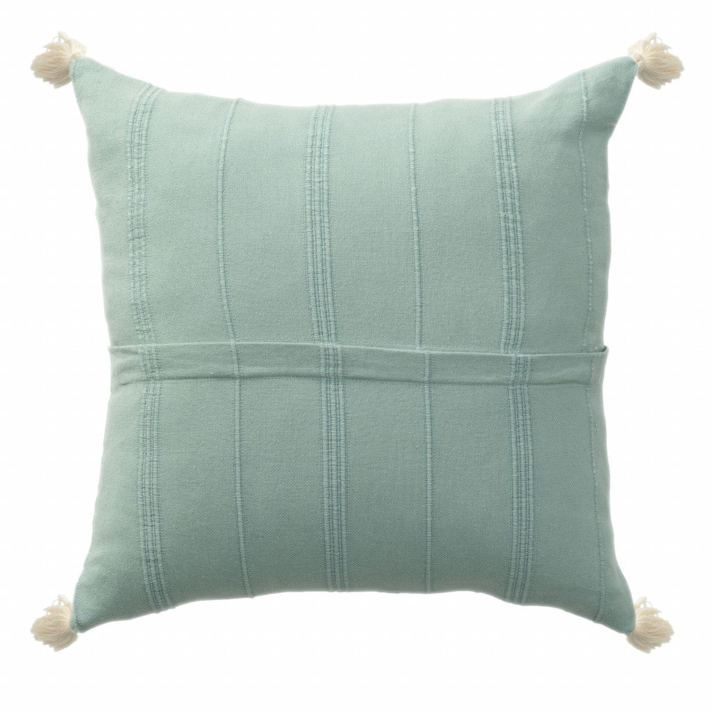 18" X 18" Aqua And Green 100% Cotton Zippered Pillow FurniFindUSA