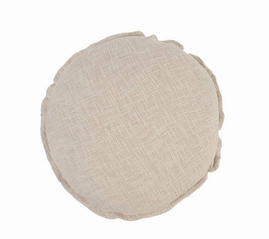 20" X 20" Beige Round Cotton Throw Pillow FurniFindUSA