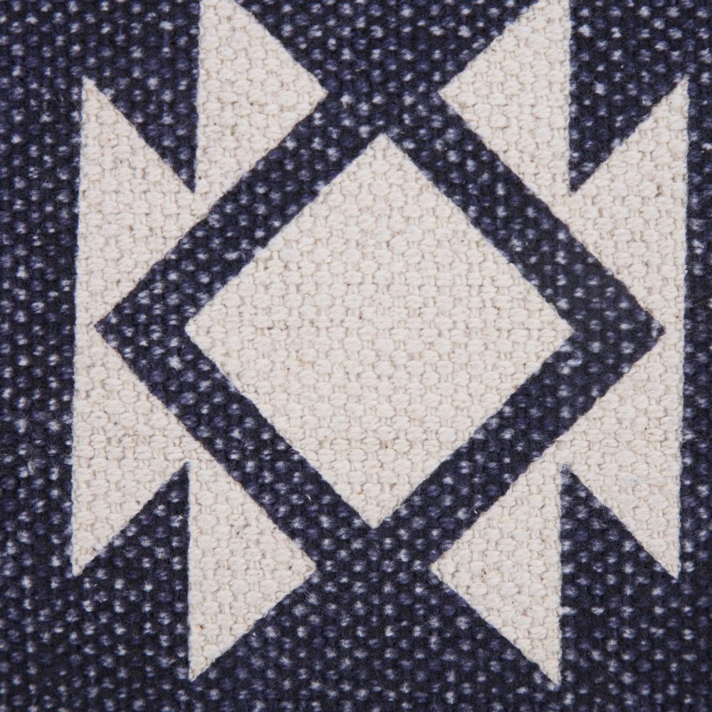 20" X 20" Navy And White 100% Cotton Geometric Zippered Pillow HomeRoots