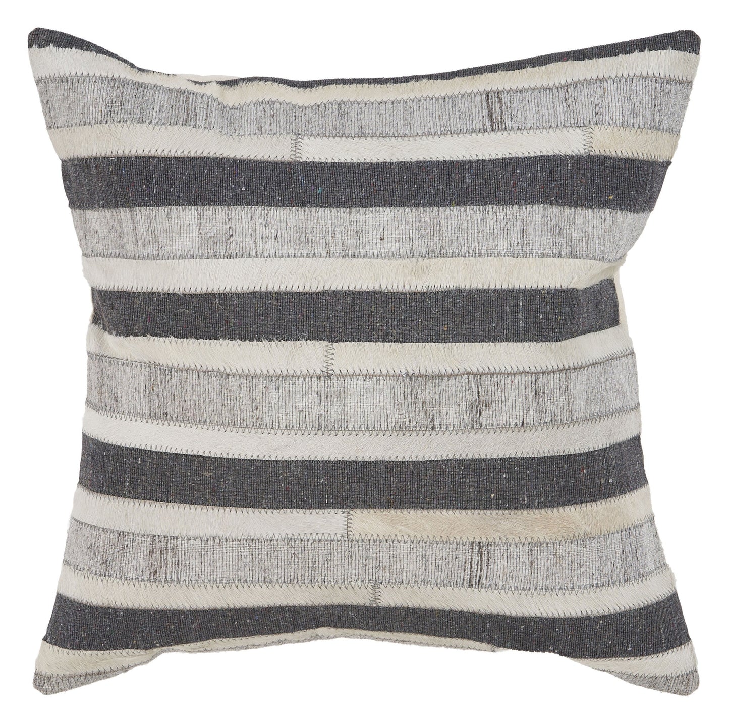 20" Charcoal Striped Wool Throw Pillow FurniFindUSA
