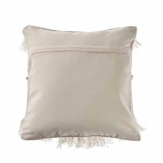 20" X 20" Ivory 100% Cotton Geometric Zippered Pillow FurniFindUSA