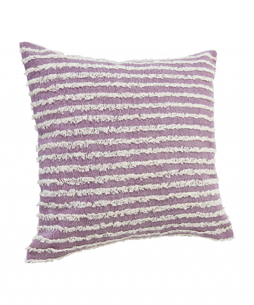 20" X 20" Purple And Cream 100% Cotton Striped Zippered Pillow FurniFindUSA