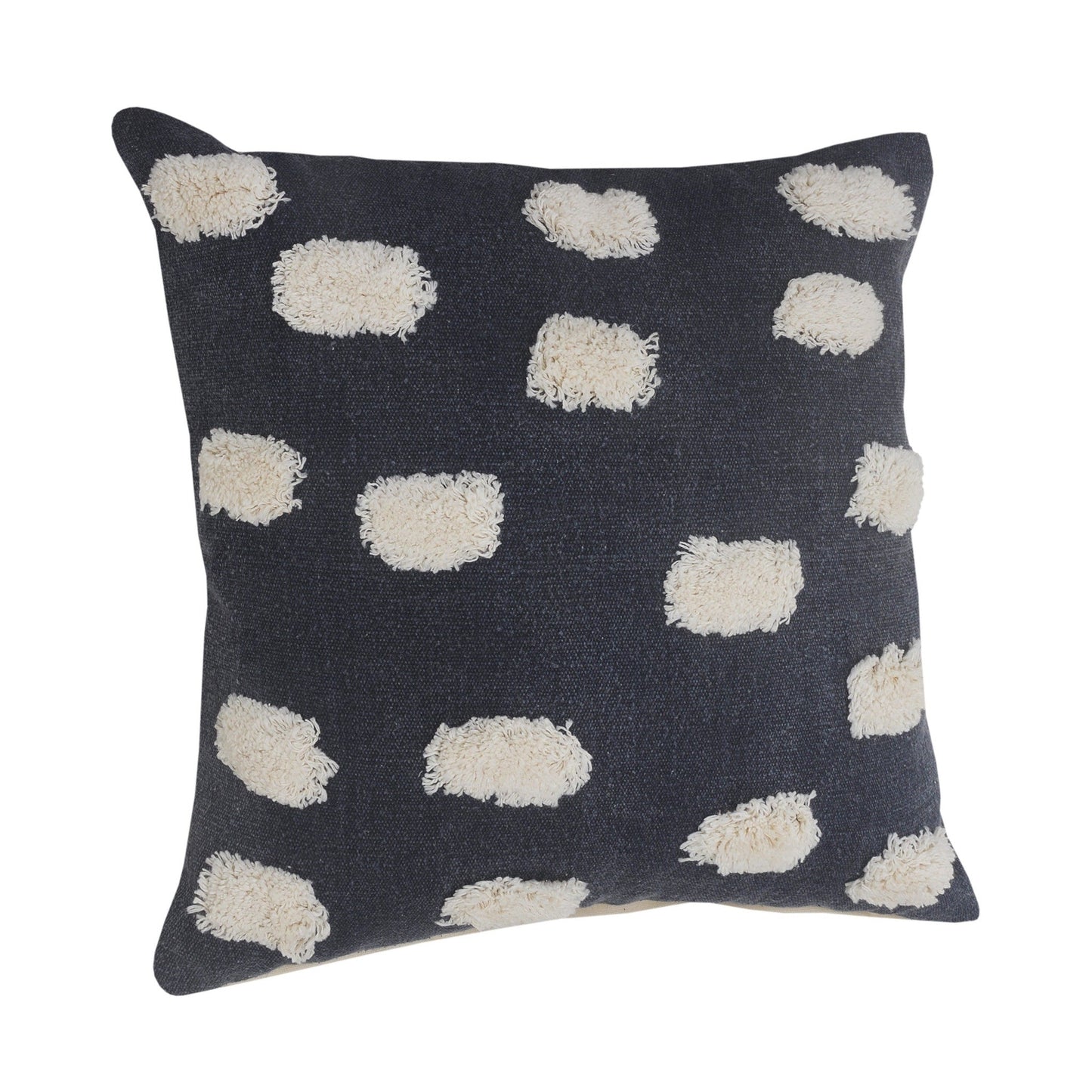 20" X 20" Dark Blue And White 100% Cotton Zippered Pillow FurniFindUSA