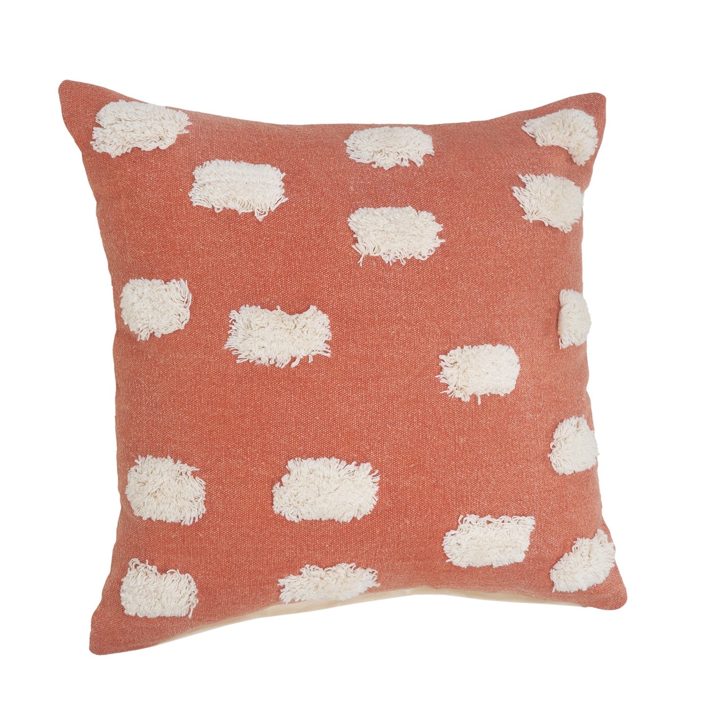 20" X 20" Orange And White 100% Cotton Zippered Pillow FurniFindUSA