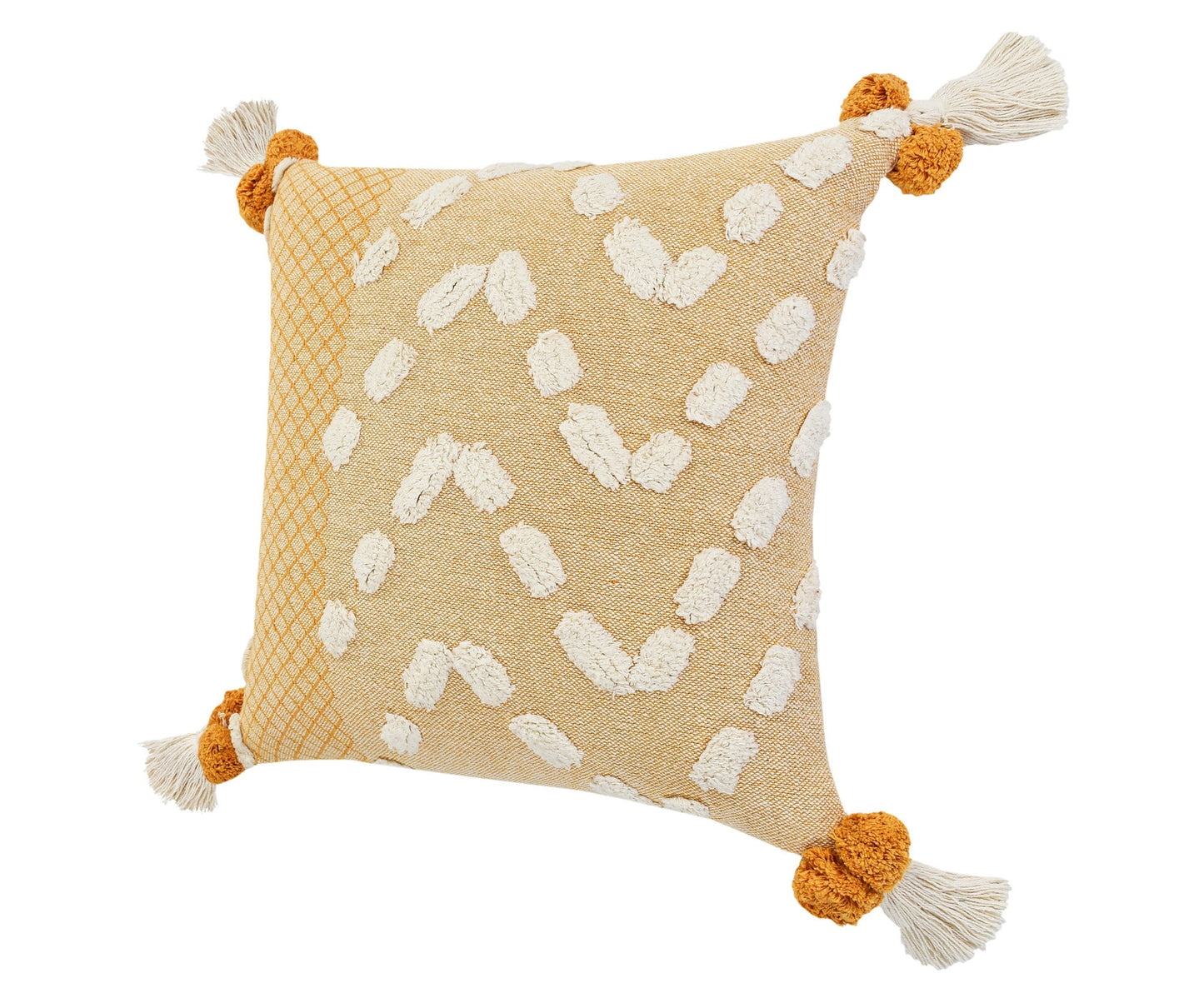 20" X 20" Yellow And Cream 100% Cotton Geometric Zippered Pillow FurniFindUSA