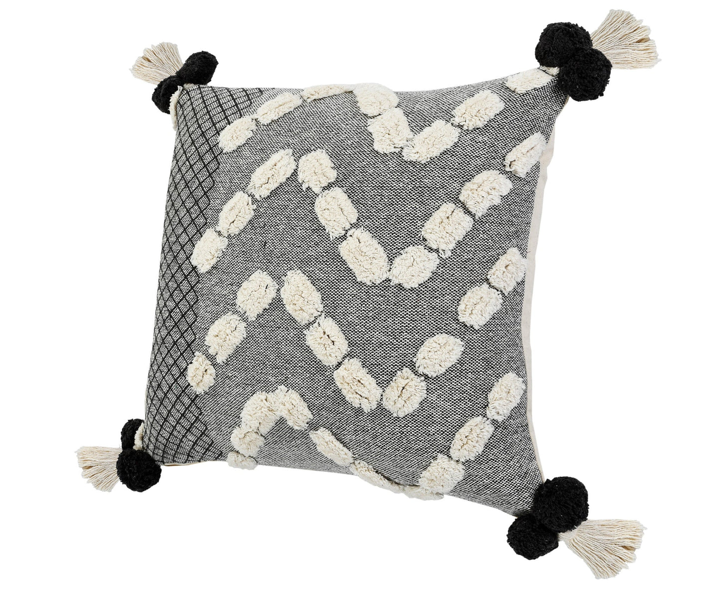 20" X 20" Black Gray And Cream 100% Cotton Geometric Zippered Pillow FurniFindUSA