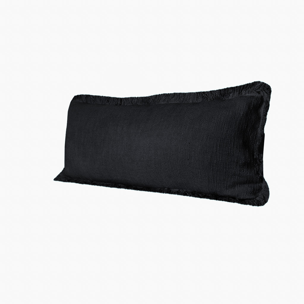 14" X 36" Jet Black 100% Cotton Zippered Pillow 7.5" (L) x 36.0" (W) x 14.0" (H) FurniFindUSA