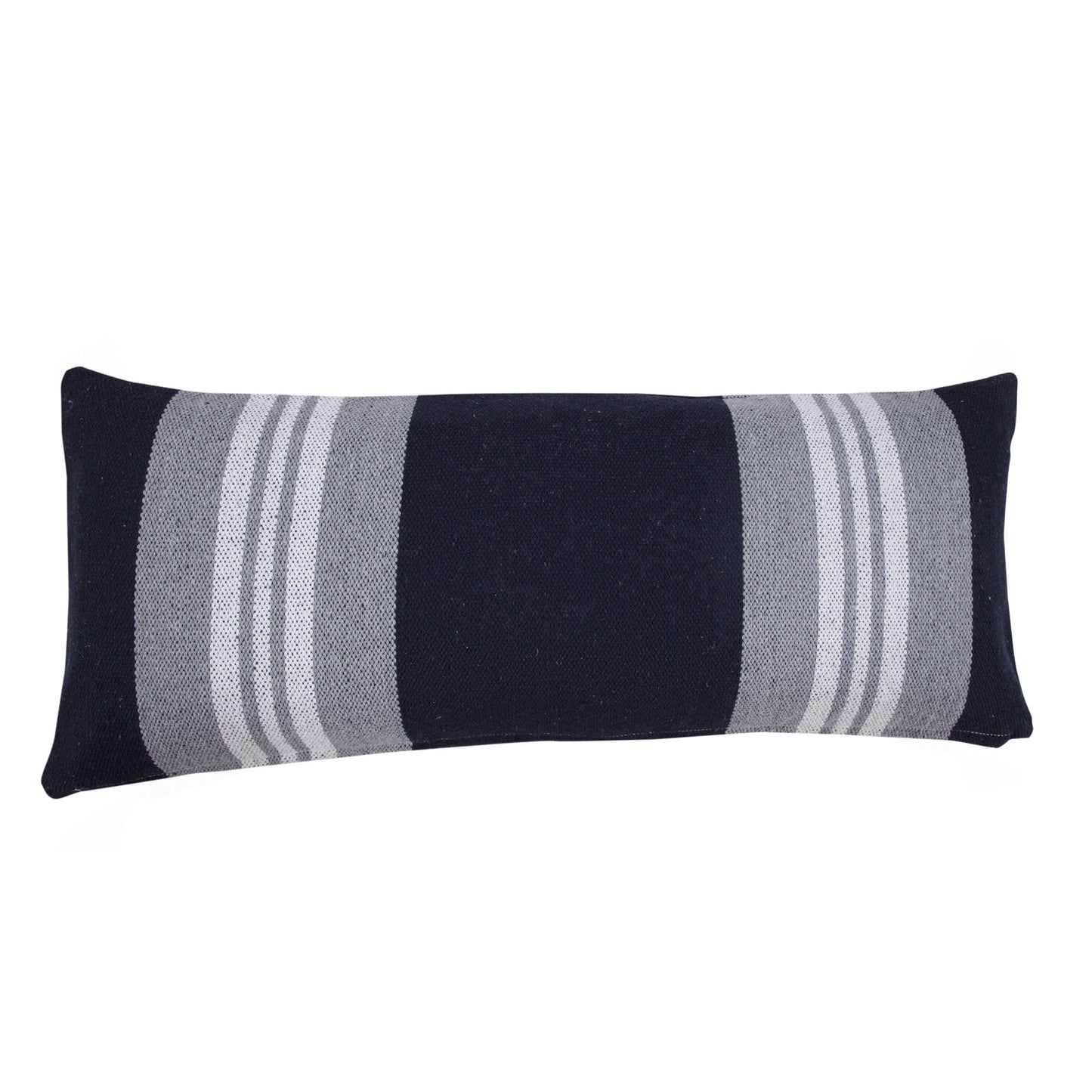 14" X 36" Navy Gray And White 100% Cotton Coastal Zippered Pillow FurniFindUSA