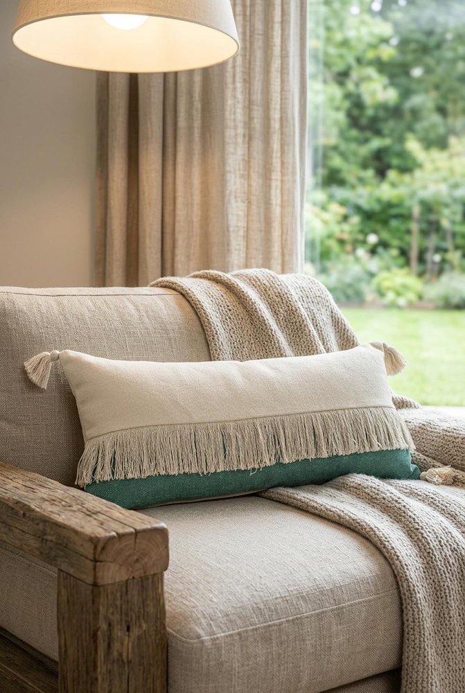 14" X 36" Emerald Green And Off-White 100% Cotton Zippered Pillow HomeRoots