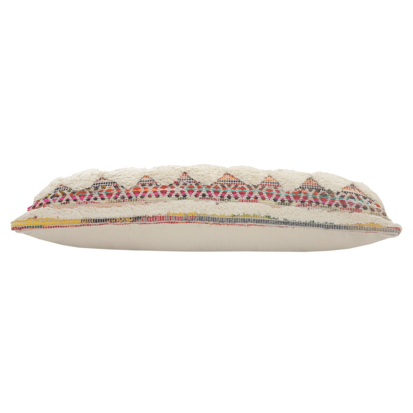 14" X 36" Off-White Red Blue Orange And Green 100% Cotton Striped Zippered Pillow 7.5" (L) x 36.0" (W) x 14.0" (H) FurniFindUSA