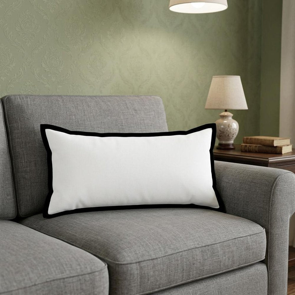14" X 36" Black And White Cotton Color Block Throw Pillow