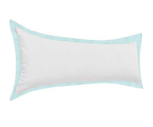 14" X 36" White And Icy Blue 100% Cotton Geometric Zippered Pillow FurniFindUSA