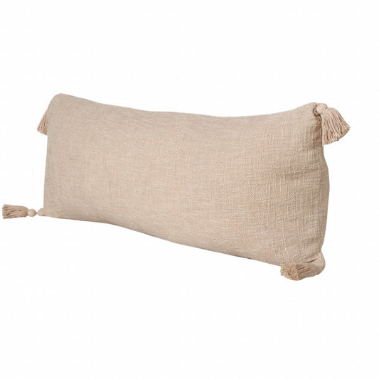 14" X 36" Beige 100% Cotton Zippered Pillow 7.5" (L) x 36.0" (W) x 14.0" (H) FurniFindUSA