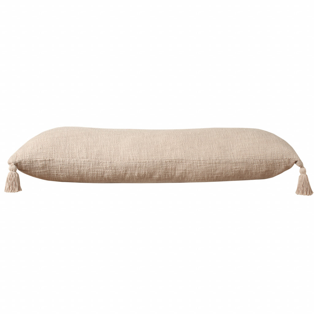 14" X 36" Beige 100% Cotton Zippered Pillow 7.5" (L) x 36.0" (W) x 14.0" (H) FurniFindUSA