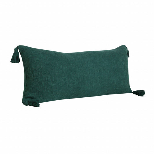 14" X 36" Emerald Green 100% Cotton Zippered Pillow 7.5" (L) x 36.0" (W) x 14.0" (H) FurniFindUSA