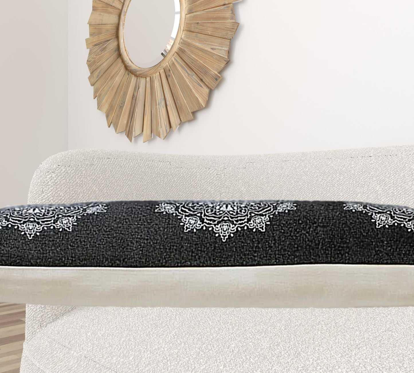 14" X 36" Jet Black And White 100% Cotton Geometric Zippered Pillow FurniFindUSA