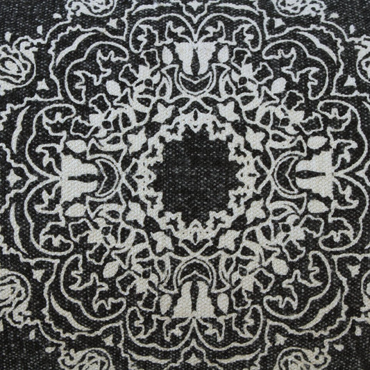 14" X 36" Black And White Cotton Medallion Throw Pillow