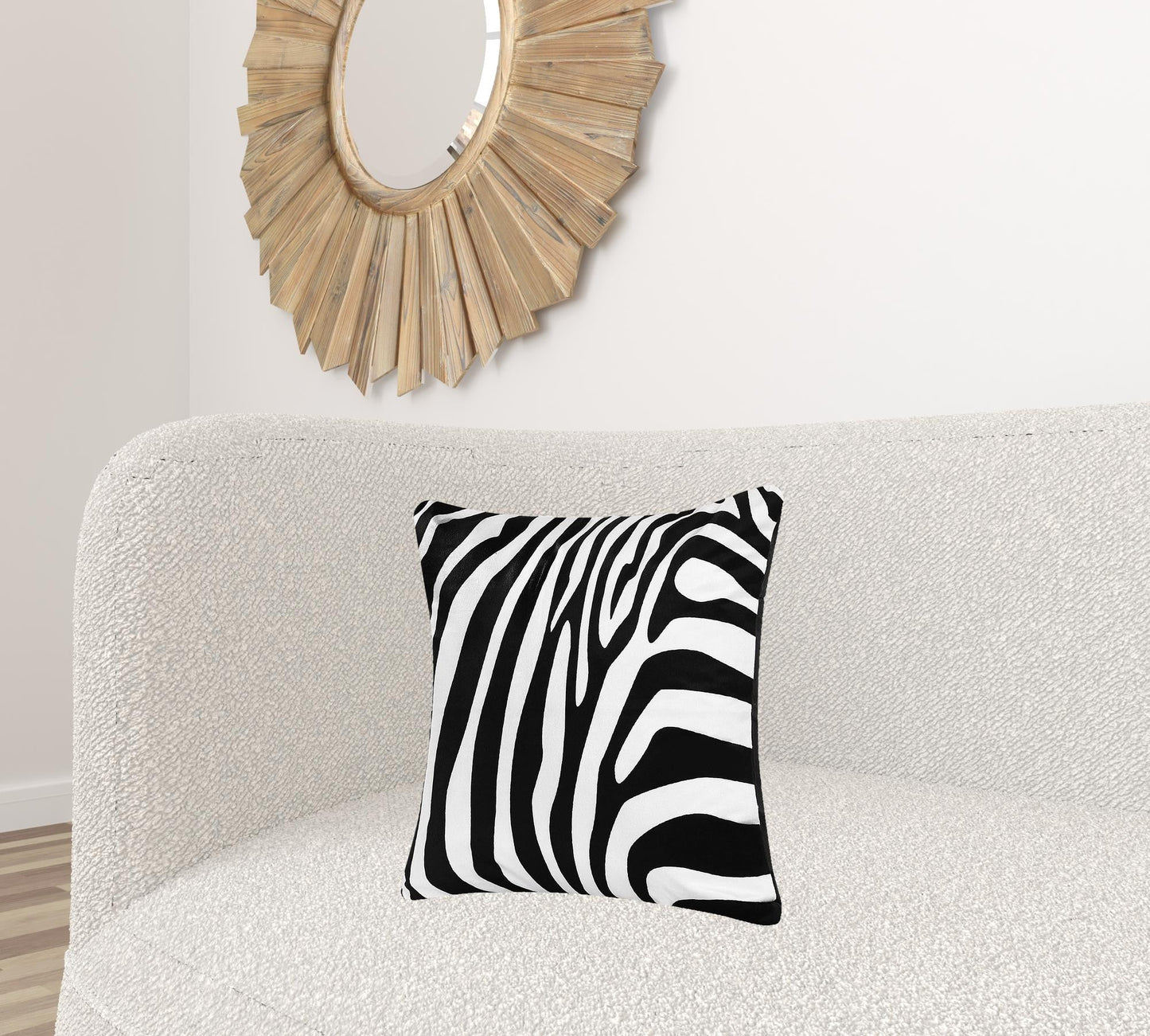 20" X 20" Black And White Forest Animals Polyester Animal Print Zippered Pillow FurniFindUSA