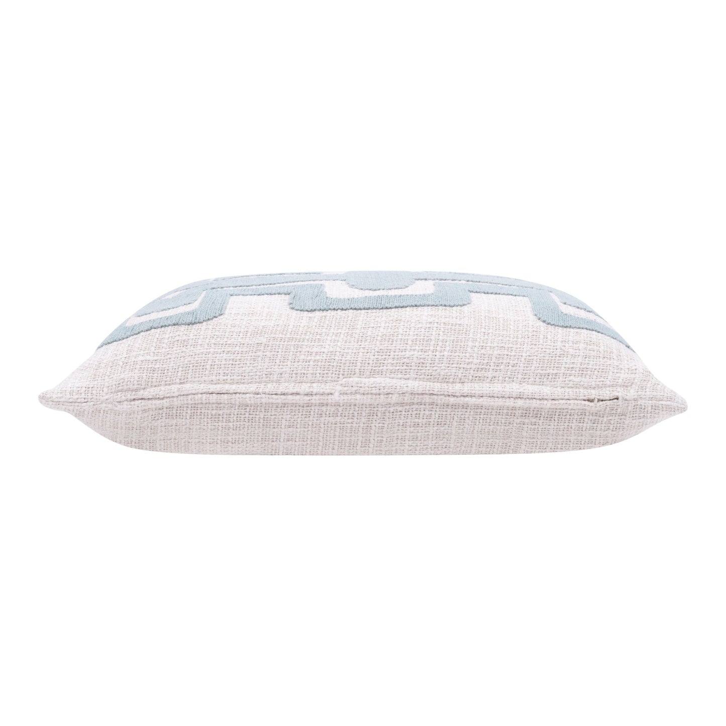 16" X 24" Light Blue And Ivory 100% Cotton Geometric Zippered Pillow FurniFindUSA