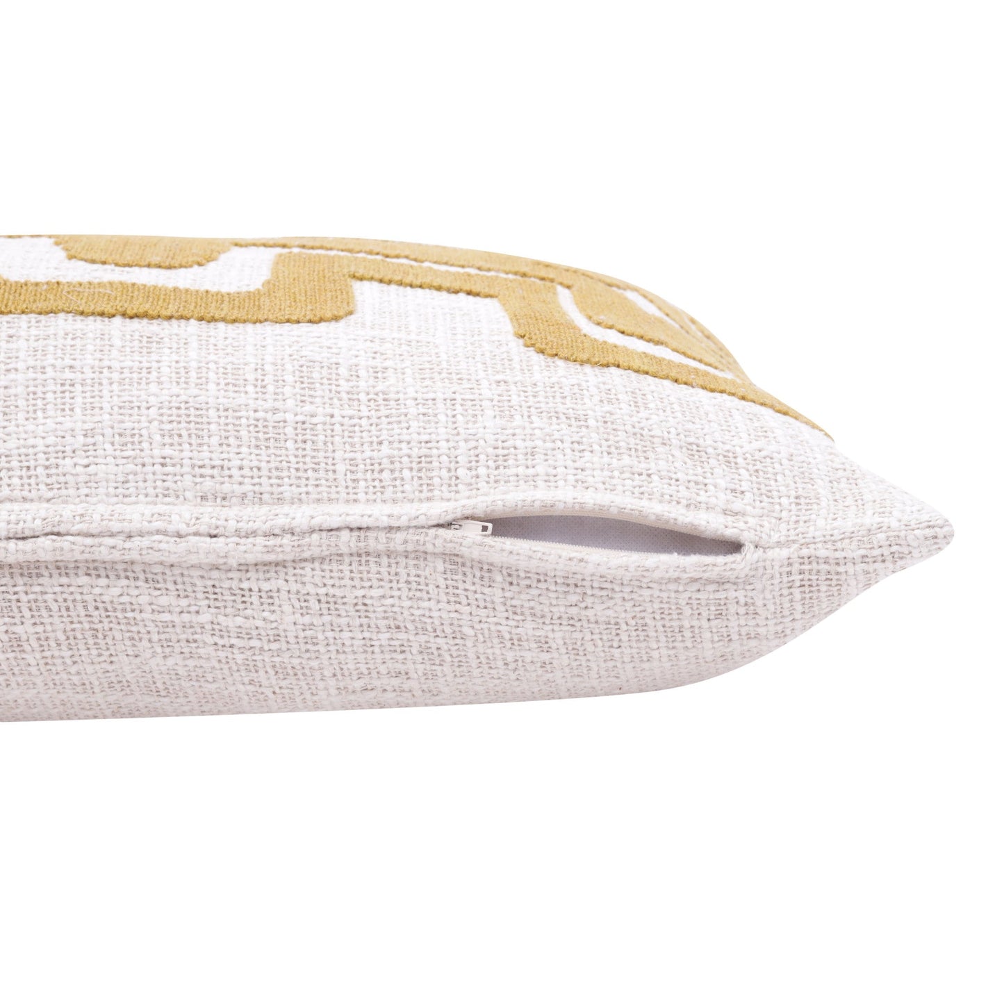 16" X 24" Yellow And Ivory 100% Cotton Geometric Zippered Pillow FurniFindUSA