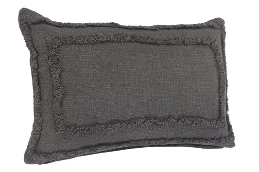16" X 24" Dark Gray 100% Cotton Geometric Zippered Pillow FurniFindUSA