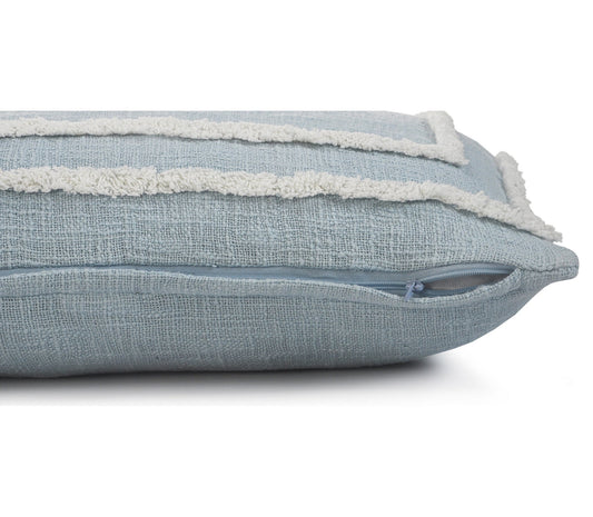 16" X 24" Sky Blue And White 100% Cotton Geometric Zippered Pillow FurniFindUSA