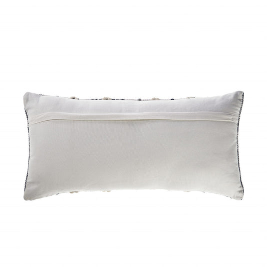 14" X 28" Navy And White 100% Cotton Geometric Zippered Pillow FurniFindUSA