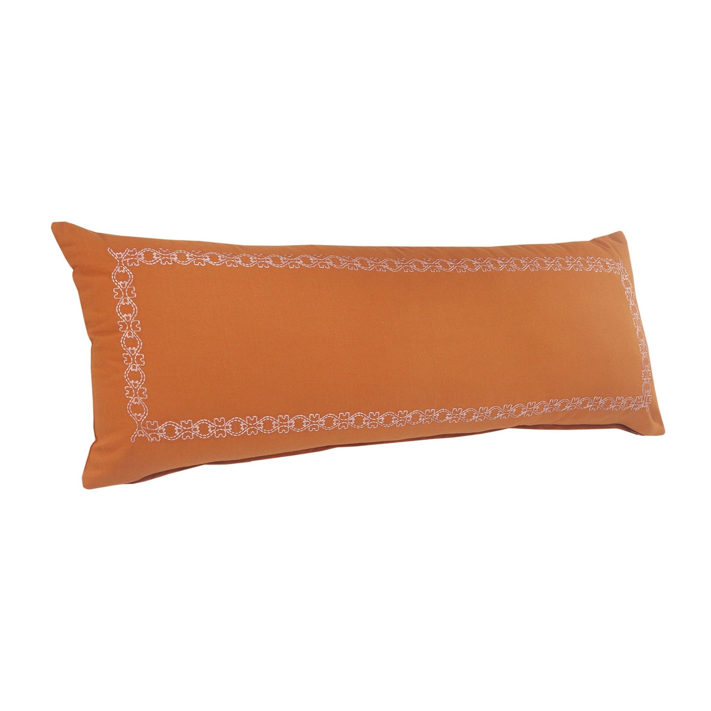 14" X 36" Orange And Dark Orange 100% Cotton Geometric Zippered Pillow FurniFindUSA