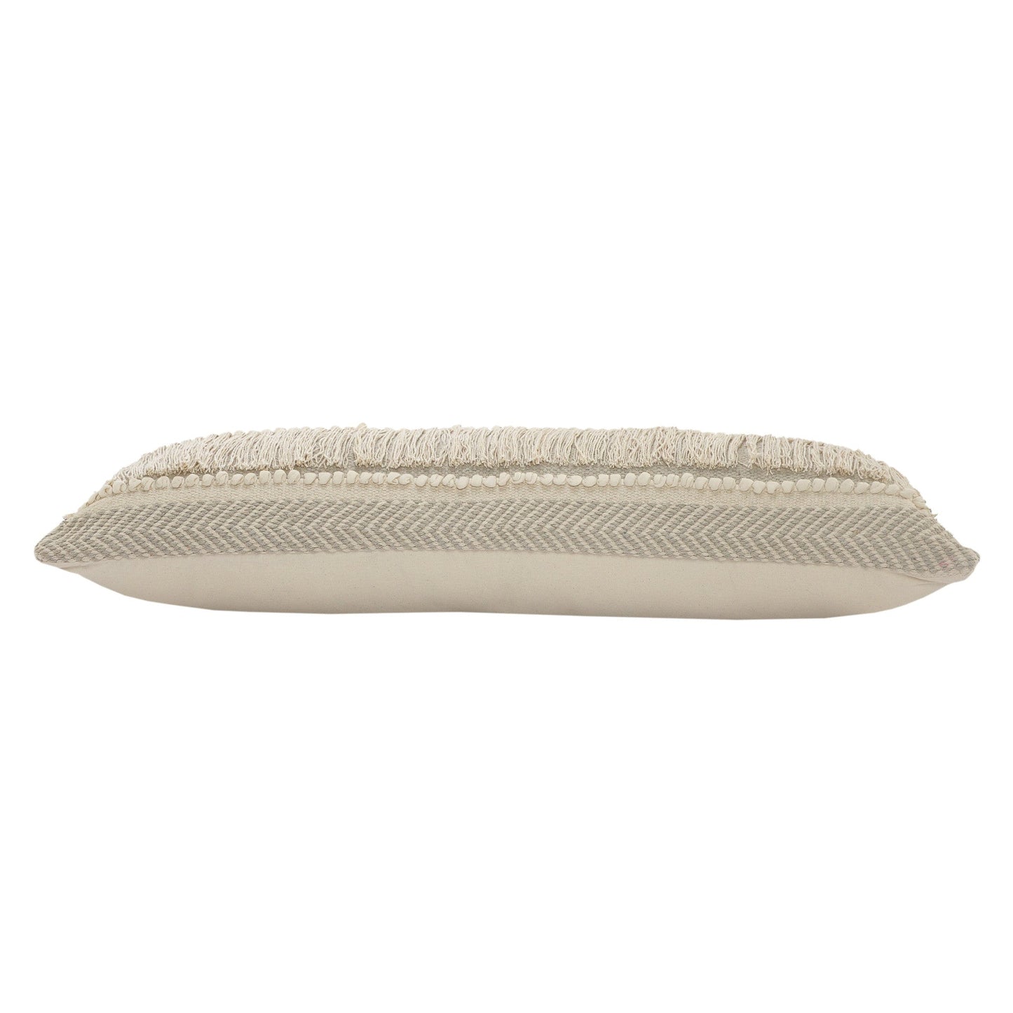 14" X 36" Beige And Cream 100% Cotton Chevron Zippered Pillow FurniFindUSA